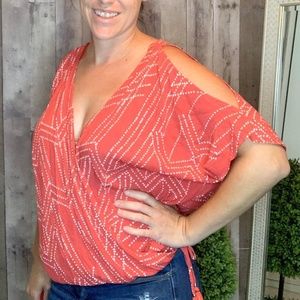 Coral Wrap Top